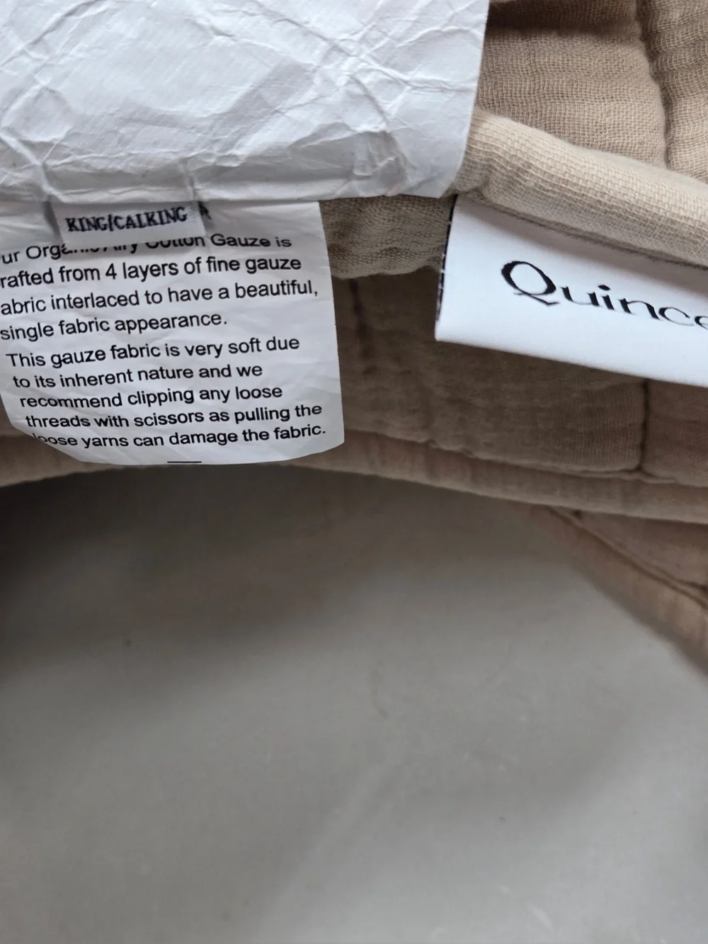 QUINCE Organic Cotton Gauze Box Quilt King/Cal King Dune 0484